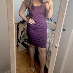 Thick Strapped Purple Midi Dress